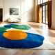 Handcrafted Color Block Circle Modern Living Room Rug